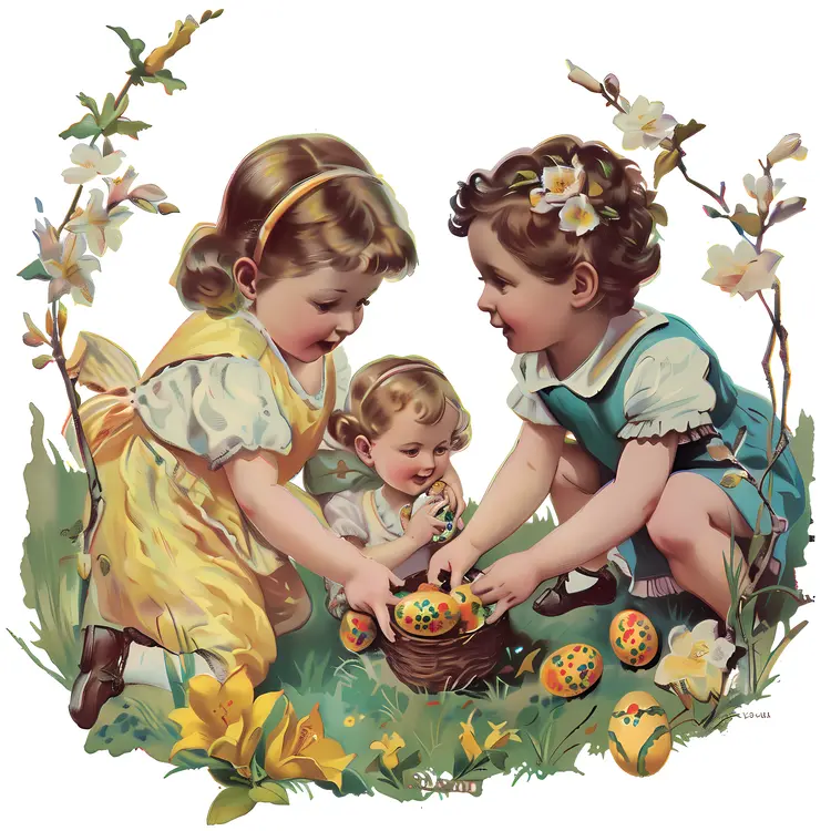 Children Enjoying Easter Egg Hunt