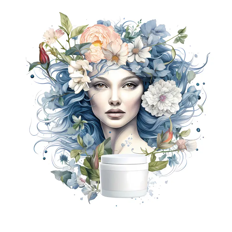 Cream Jar with Floral Woman