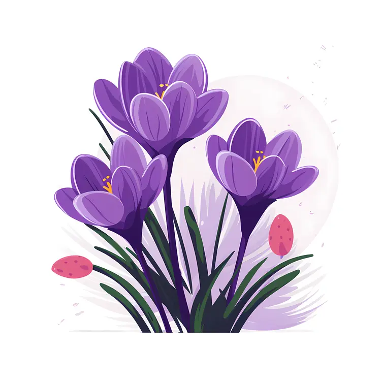 Purple Crocus Flowers in Bloom
