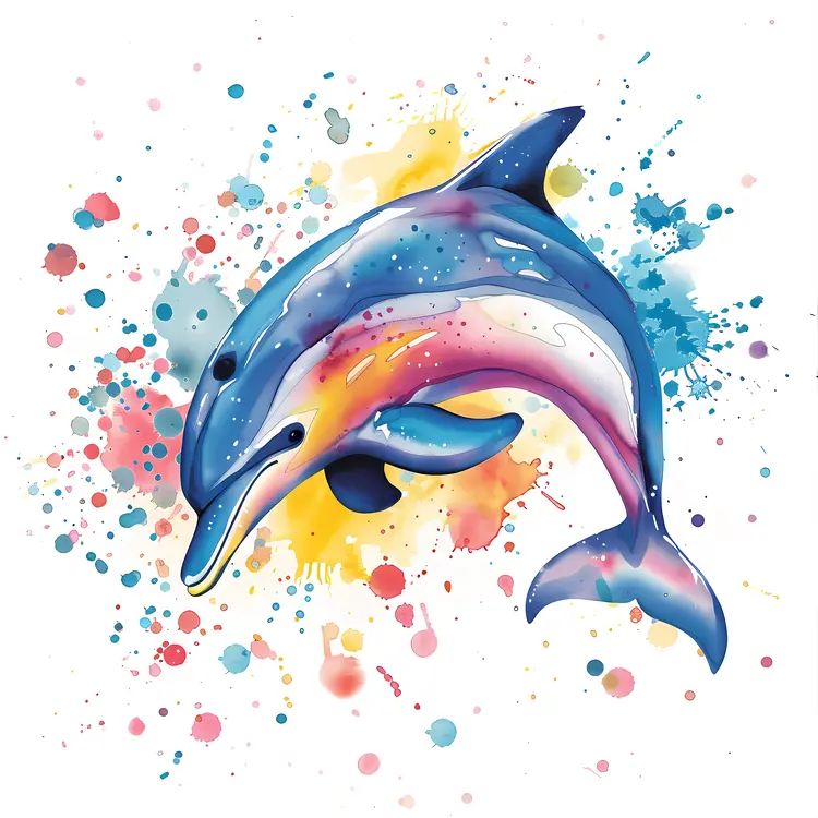 Vibrant Dolphin with Splash Background