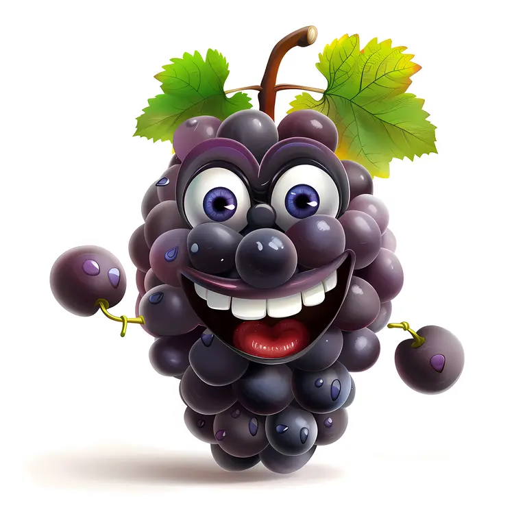 Smiling Purple Grape Cartoon