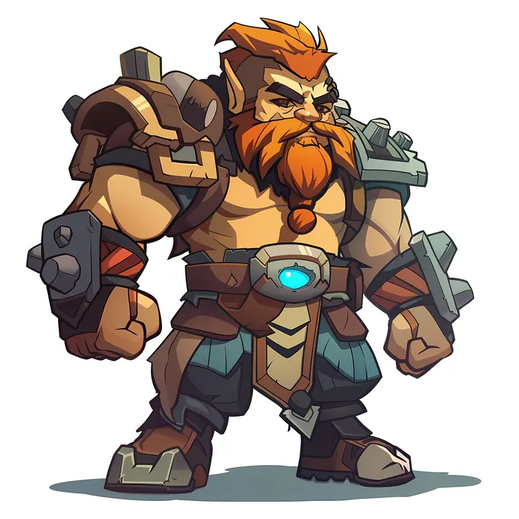 Cartoon Dwarf Warrior in Armor