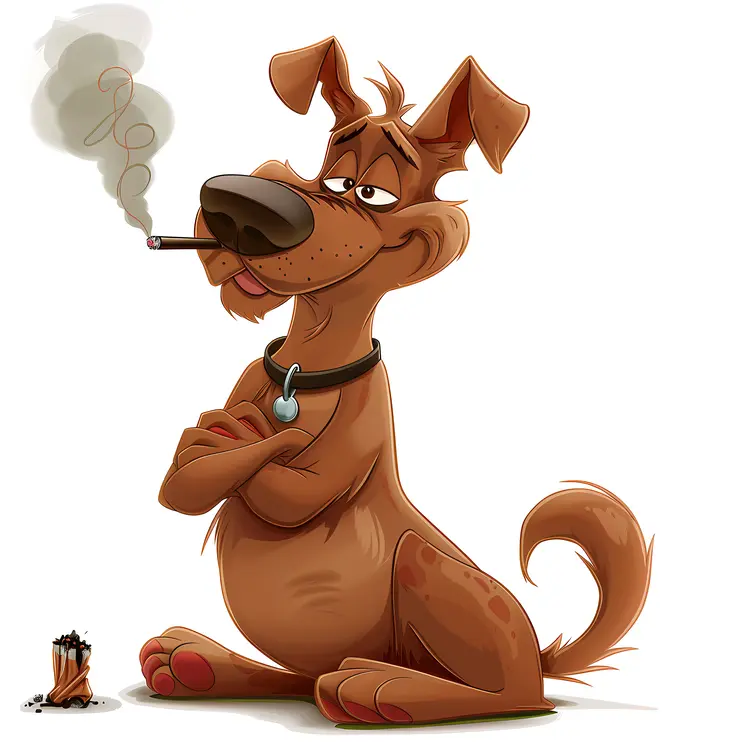 Cartoon Dog with Cigarette