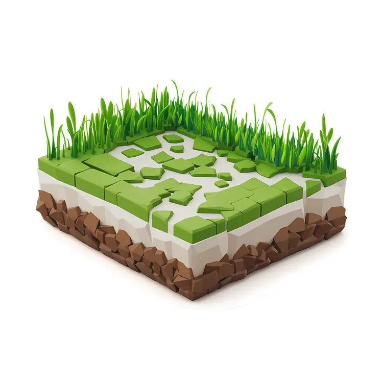 3D Grass Block with Soil