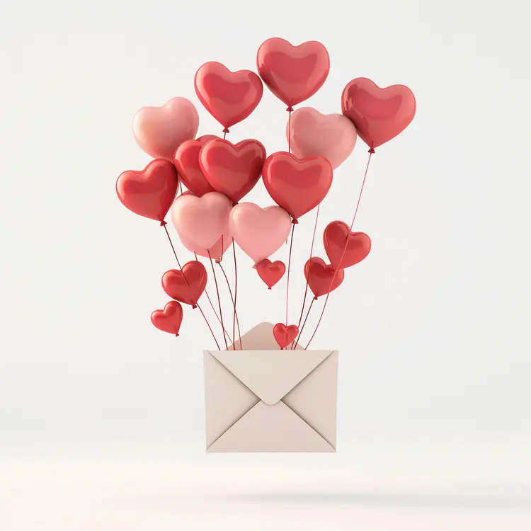 Heart Balloons with Envelope