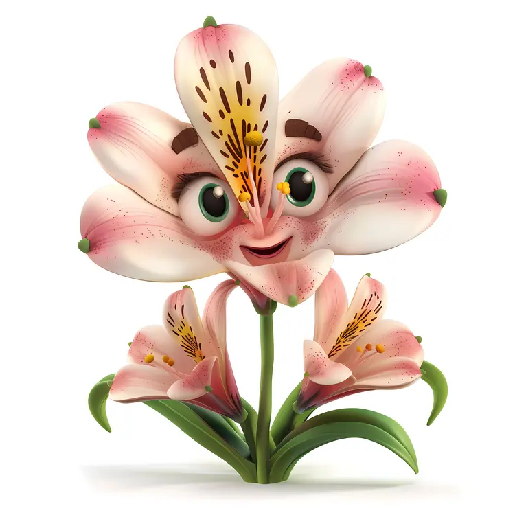 Smiling Cartoon Lily Flower