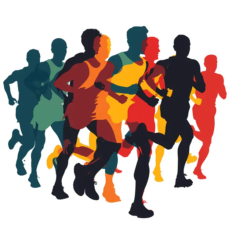 Colorful Silhouettes of Runners