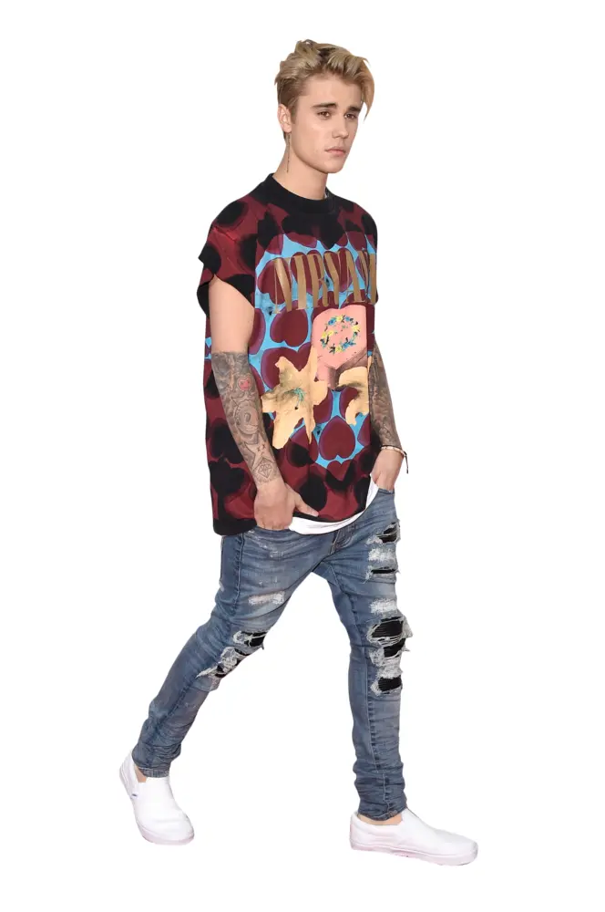 Person in Nirvana Shirt Walking