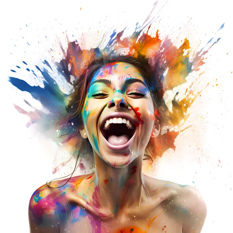 Colorful Woman with Paint Splash