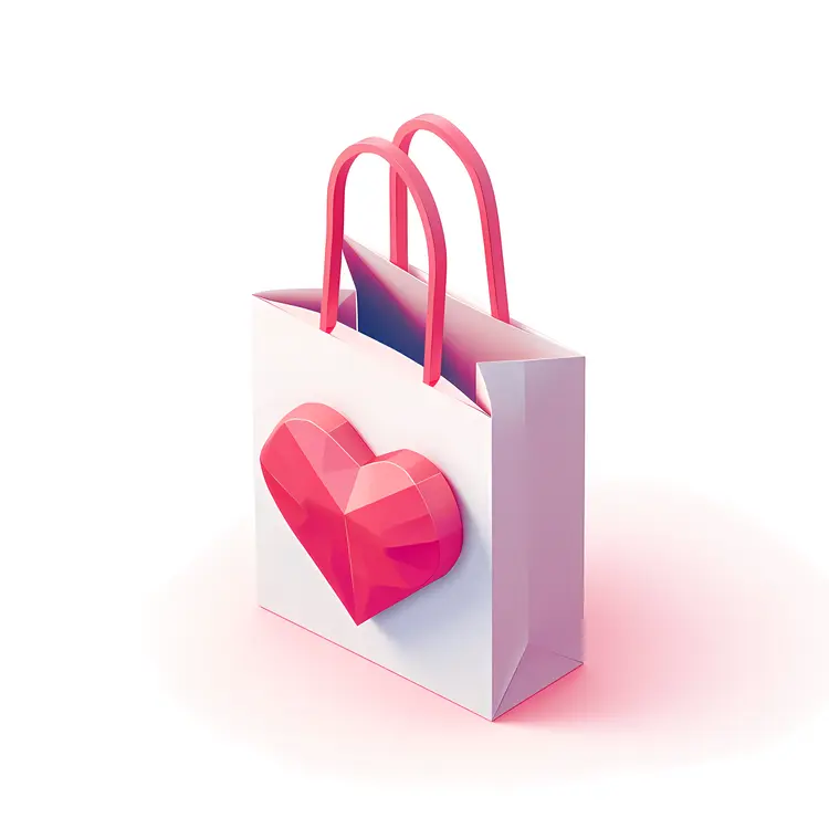 White Gift Bag with Heart for Valentine's Day
