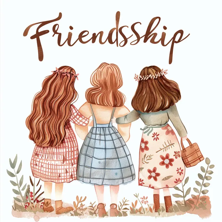 Colorful Illustration of Three Friends