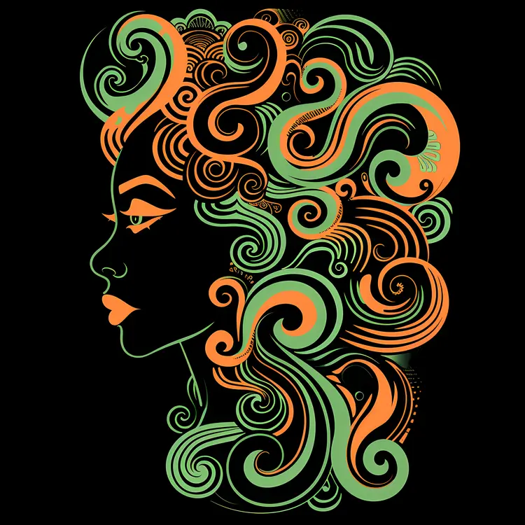 Colorful Artistic Woman Profile Illustration