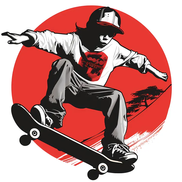 Skateboarder in Red Circle