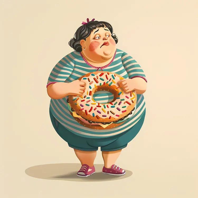 Cartoon Character Holding Donut