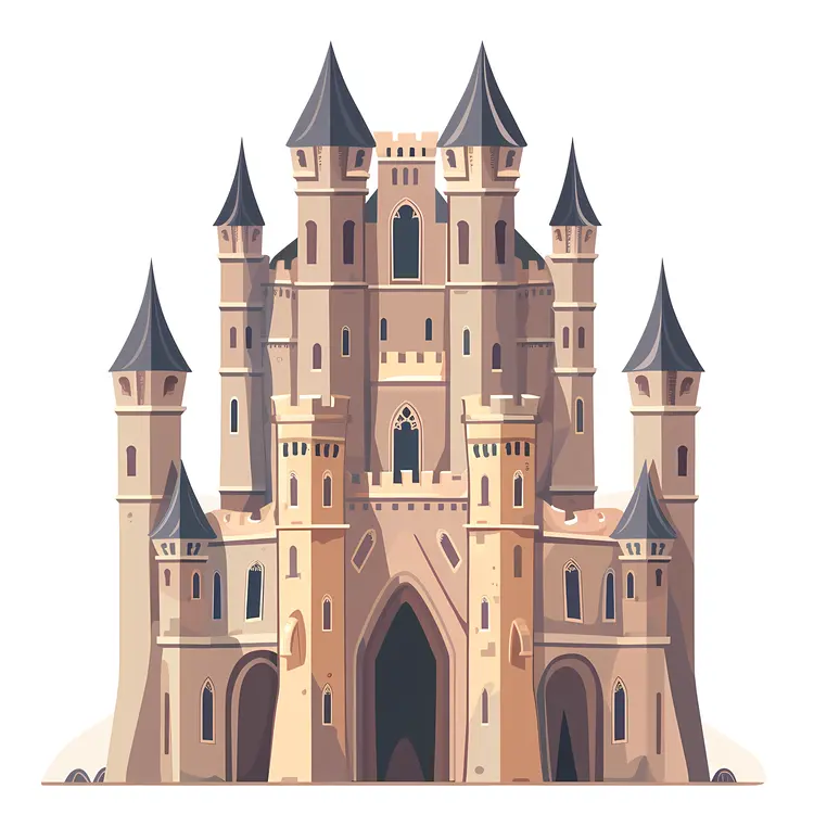 Dark Fantasy Castle with Tall Towers