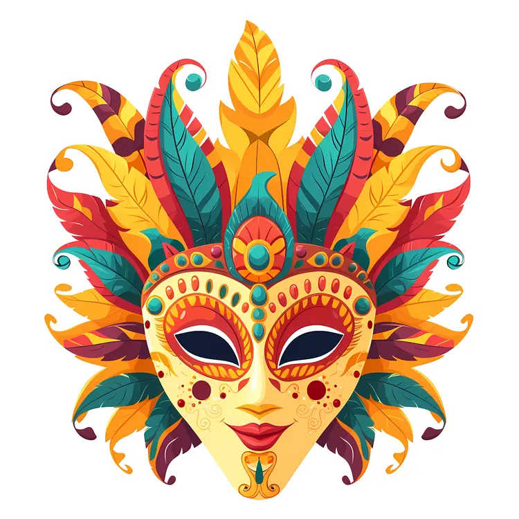 Colorful Decorative Mask with Feathers