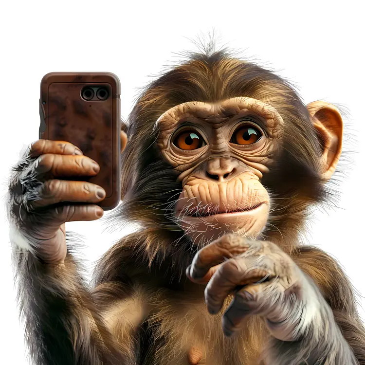 Cute Monkey Taking Selfie with Smartphone