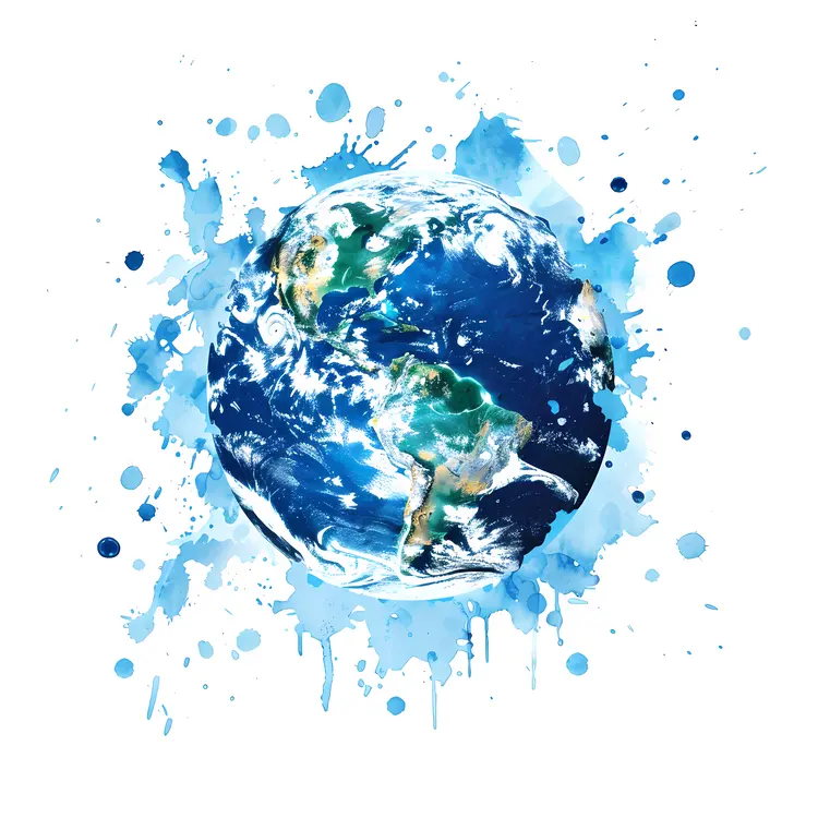 Earth with Water Splash