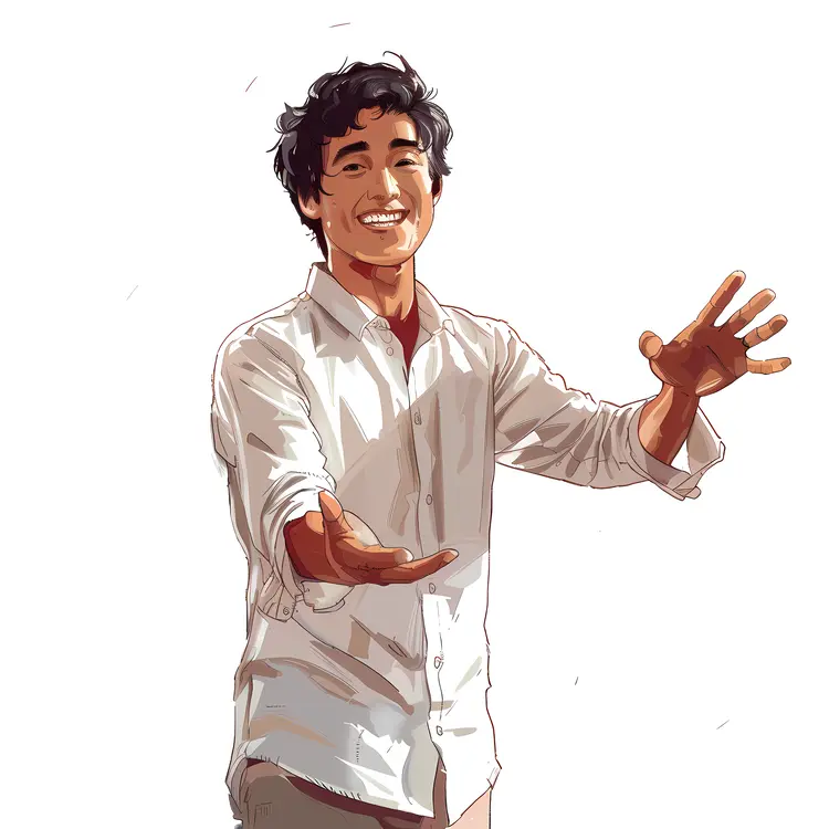 Smiling Cartoon Man with Open Arms