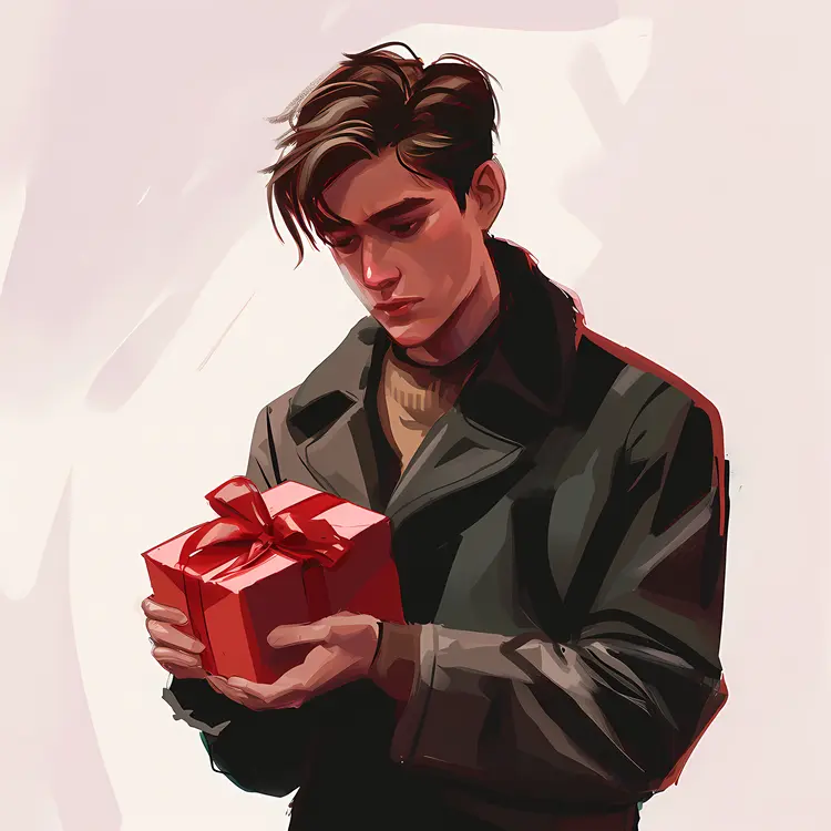 Man Holding a Red Gift Box