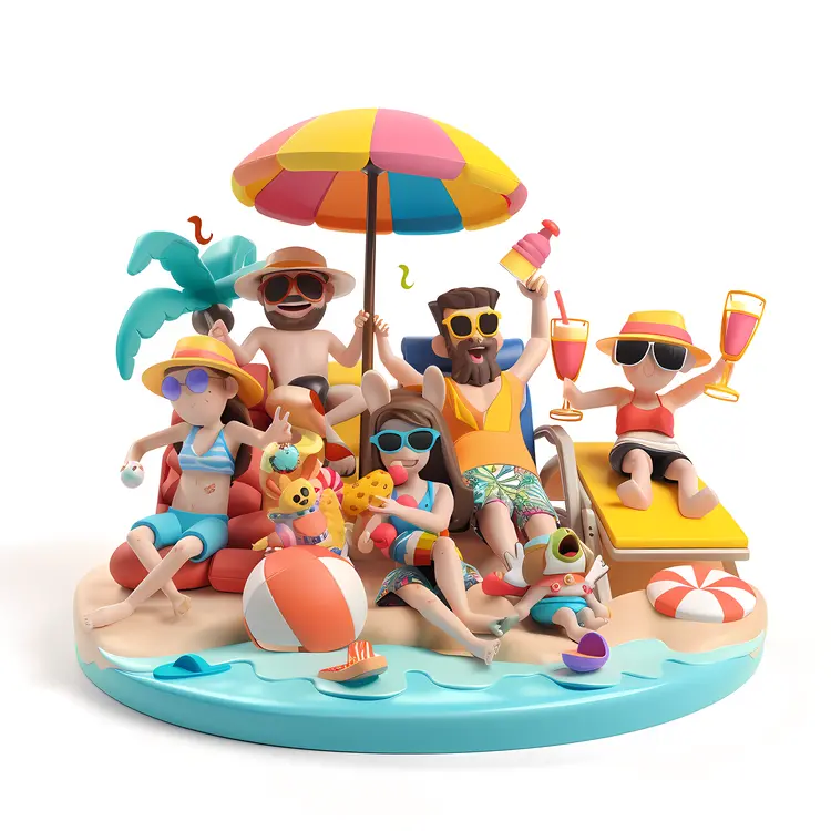 Family Enjoying a Beach Vacation
