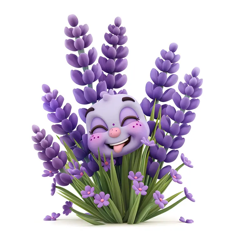 Cute Character in Purple Flowers