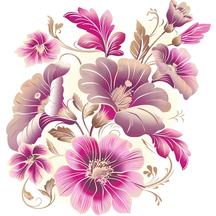 Elegant Floral Design with Pink and Purple Flowers