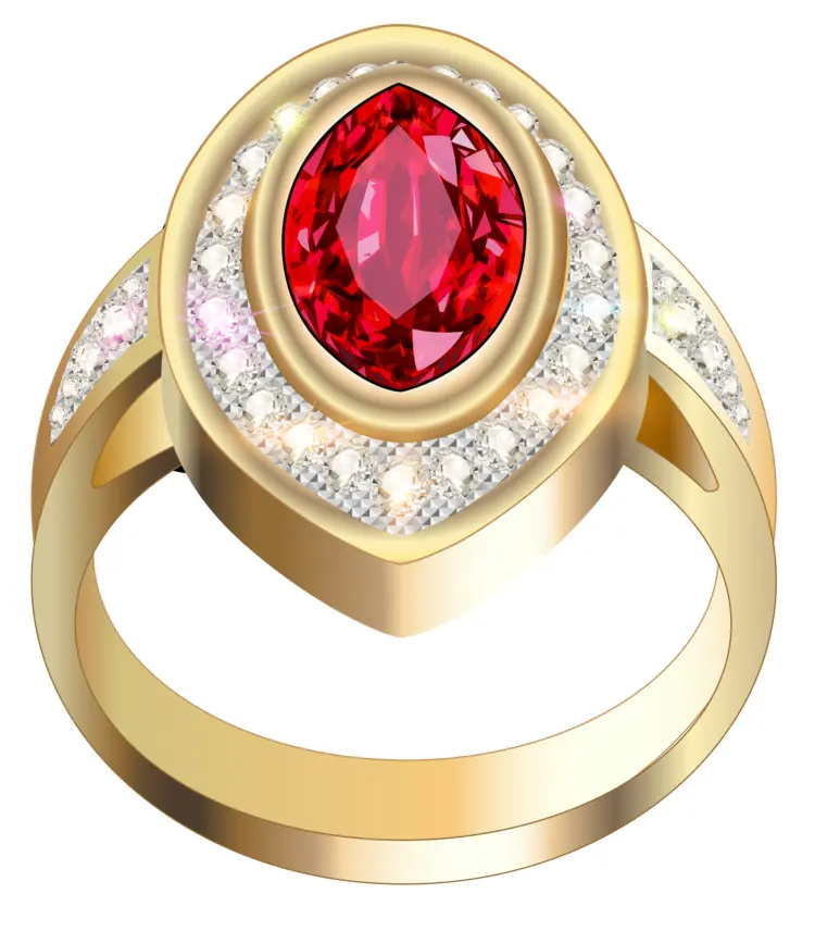 Elegant Gold Ring with Red Gem