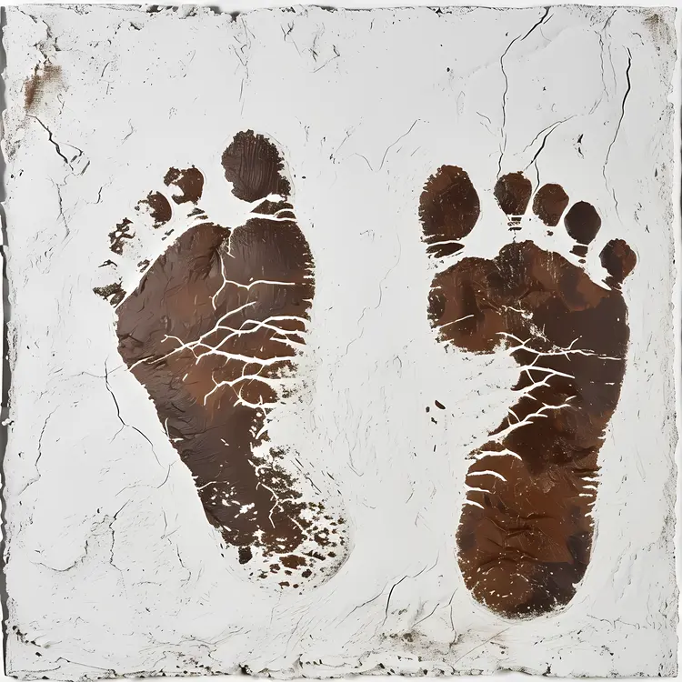 Brown Footprints on White Background