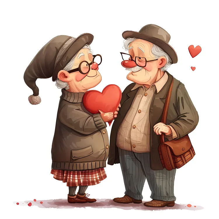 Elderly Couple Holding a Heart