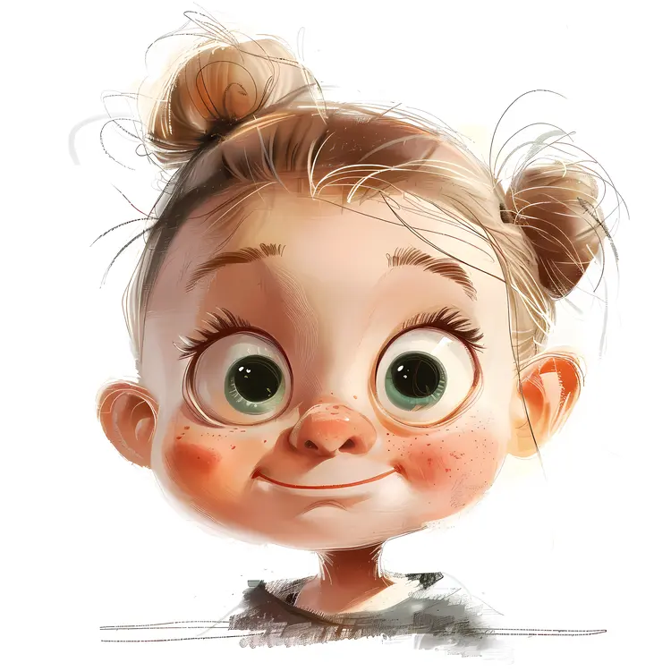 Baby with Freckles and Big Eyes