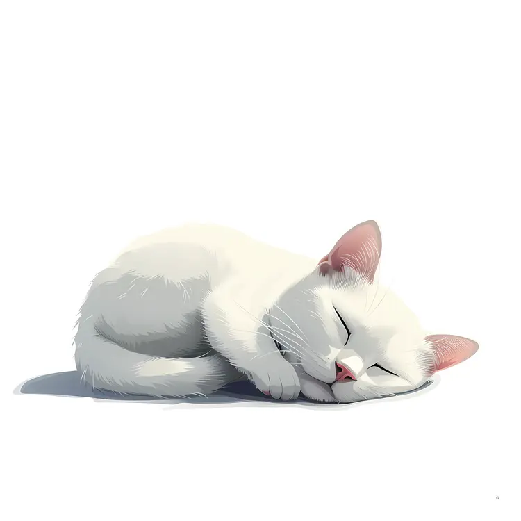 White Cat Sleeping Peacefully