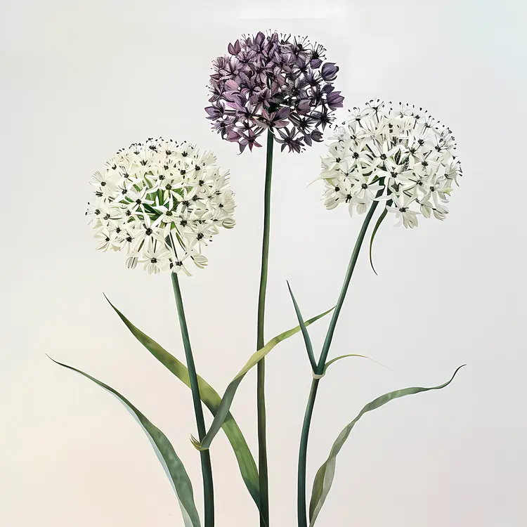 White and Purple Allium Flowers