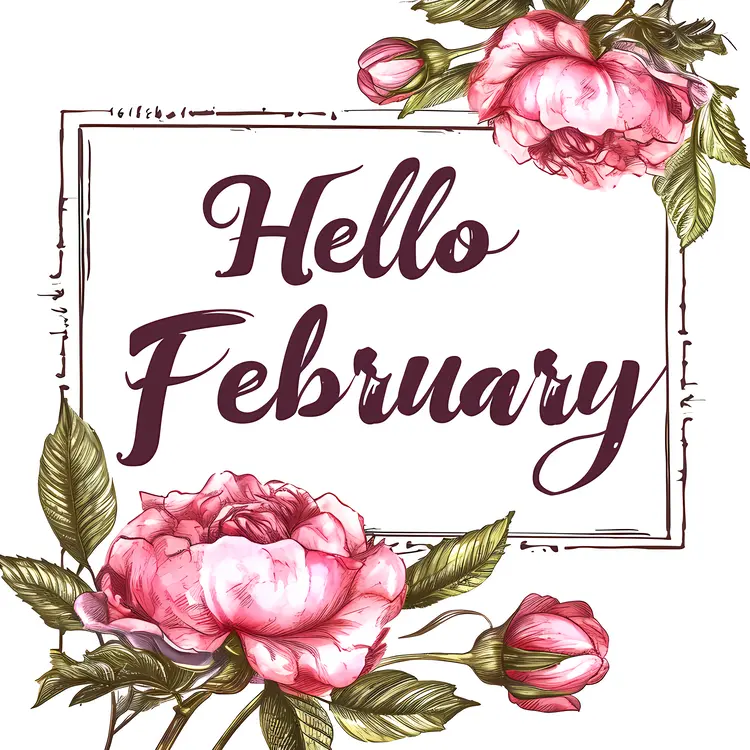 Vintage Rose Hello February Greeting Card