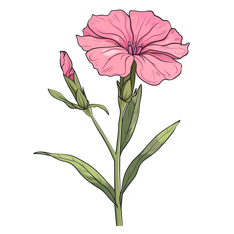 Single Pink Flower Illustration