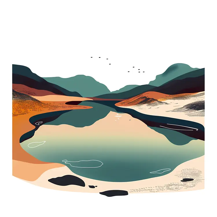 Abstract Mountain Lake Landscape