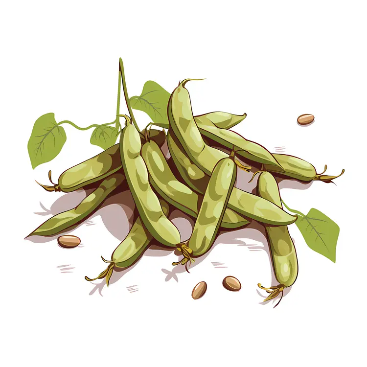 Green Beans with Pods and Leaves