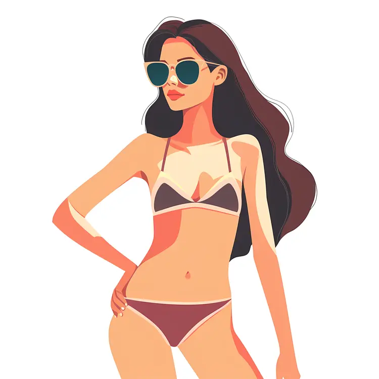 Stylish Woman in Bikini with Sunglasses