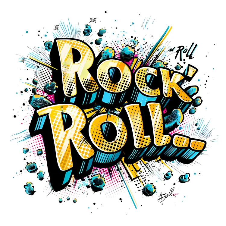 Colorful Rock 'n' Roll Typography