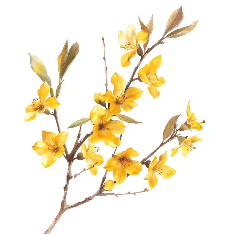 Yellow Flowers on a Branch