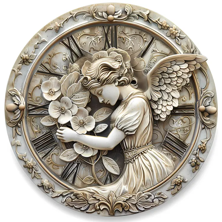 Angel and Flowers Clock