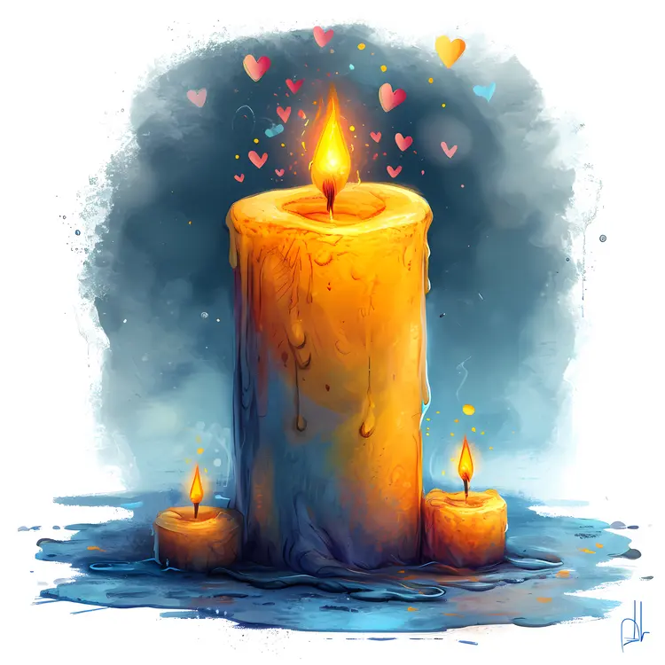 Three Candles with Heart Shapes