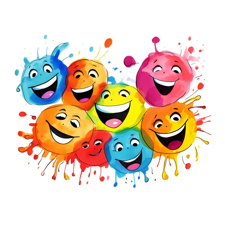 Group of Colorful Smiling Splashes