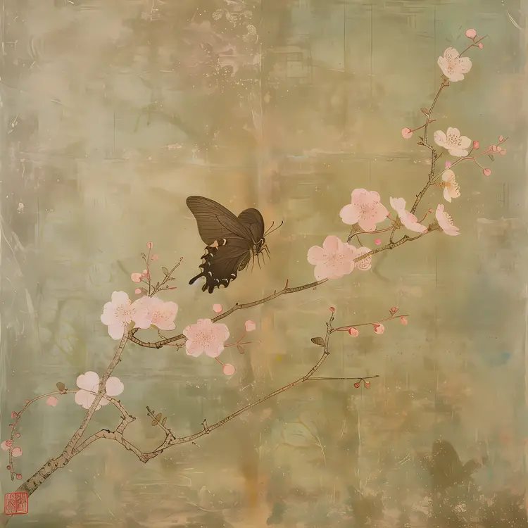 Black Butterfly on Branch
