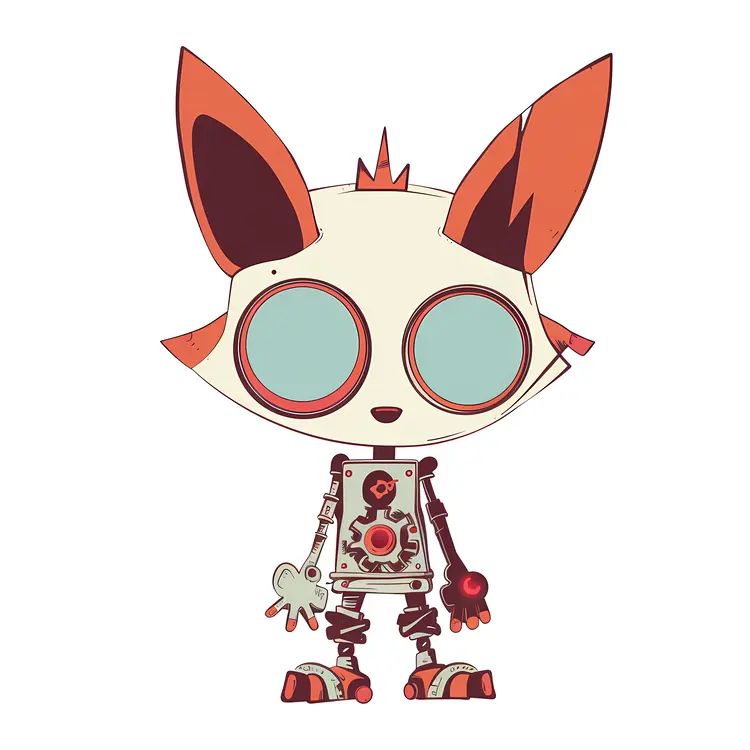 Cute Robot Cat with Geometric Patterns