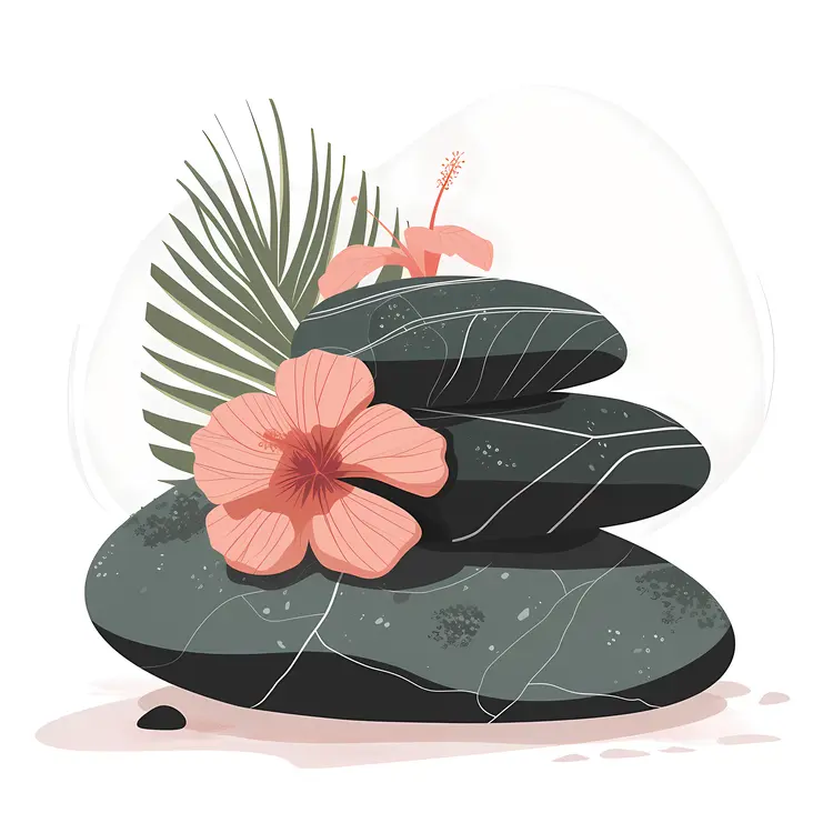 Zen Stacked Stones with Colorful Flowers