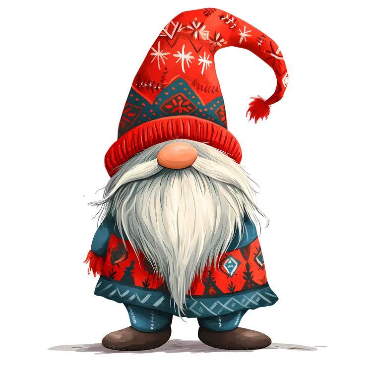 Gnome with Red Hat and Blue and Red Outfit