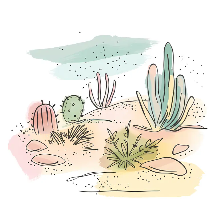 Desert Landscape with Cacti