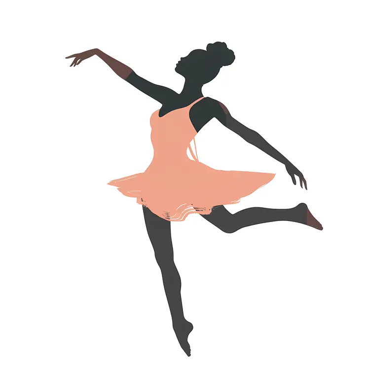 Silhouette of a Dancer in Peach Dress