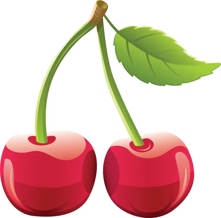 Red Cherries with Leaf